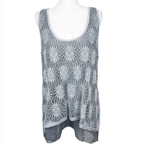 A'Reve Tank Top Women Extra Large Grey Crochet Keyhole Twist Backless Scoop Neck